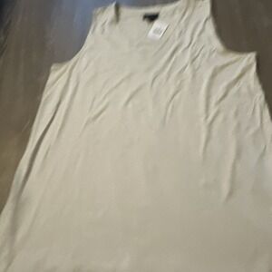 NWT J. JILL Sleeveless Tank Top Tee Oatmeal Beige Rayon Spandex Slits‎ Large